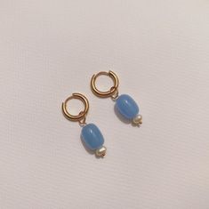 Handmade earrings Stainless steel gold hoops Clicker closure Periwinkle blue glass bead (handmade) Antique baroque pearl Blue Beaded 14k Gold-filled Jewelry, Adjustable Blue Pearl Drop Jewelry, Blue Jewelry With Pearl Charm And Round Beads, Blue Round Bead Hoop Earrings Gift, Blue Hoop Earrings With Round Beads As Gift, Blue Beaded Jewelry In 14k Gold Filled, Blue Pearl Charm Drop Earrings, Blue Drop Pearl Earrings With Pearl Charm, Blue Round Pearl Charm Jewelry