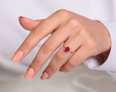 Minimal Dainty Ruby And Diamond Rose Gold-Gold-White Gold 14K Ring Gram: 1.45 gr Diamond: 0.02CT Ruby: 1.32CT Product Code: D127 Ruel Design is an ideal option for women who enjoy the luxury of being well-groomed and stylish with affordable budgets and love to wear quality and specially designed jewelry. We offer an alternative to women who pursue elegance and who will find it difficult to choose from rings to necklaces, earrings to bracelets. Our jewelry is made with real solid gold and natural diamonds and gemstones . All items in our store are handmade products. A few products have been made by Ruel Design. Our fancy jewellery will be unique and special for you and you will shine like a star. Ruel Design the best way to be unique, simple, and stylish. Rose Gold Gia Certified Jewelry, Gia Certified Rose Gold Jewelry, 14k Rose Gold Ruby Ring, Fine Jewelry Rose Gold Ruby Ring With Diamond Cut, Gia Certified Fine Jewelry Ruby Ring, Gia Certified Ruby Ring For Wedding, Elegant Pink Gold Ruby Ring, 14k Rose Gold Ruby Ring Fine Jewelry, 14k Rose Gold Ruby Ring, Fine Jewelry Style