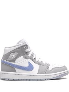 Jordan 1 White Background, Jordan 1 Mid Wolf Grey, Air Jordan 1 Mid Grey, Jordan 1 Mid Grey, Zapatillas Air, Jordan Wings, Jordan Mid, Mid Sneakers, White Nike Shoes