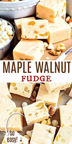 this is an image of homemade fudge made with maple walnuts and white chocolate