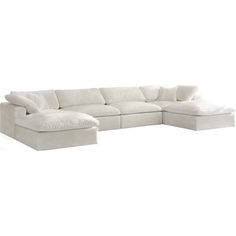 Elegant and eye-catching, the stunning Modular Sectional from Maklaine is the perfect addition to any space. Features : Soft Cream Velvet Overstuffed Soft Fiber Filled Cushions for Maximum Comfort Modular To Create Infinite Configurations Overall Height 35" When Back Cushion Fully Upright Contemporary Design Easily Attach Using Attachment Latch Underneath Specifications : Assembly Required : No Seat Dimensions : 142" W x 32" D x 18.5" H Arm Height : 24.75" Color: Off-White. Velvet Modular Sofa, Velvet Sectional, Sofa Chaise, Meridian Furniture, Modular Sectional Sofa, Upholstered Sectional, Modular Sectional, Chaise Sofa, Everly Quinn