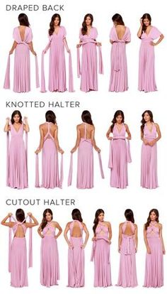 the instructions for how to wear a bridesmaid's dress in different ways