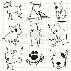 the dog's silhouettes are drawn on a sheet of paper, and it is easy to draw