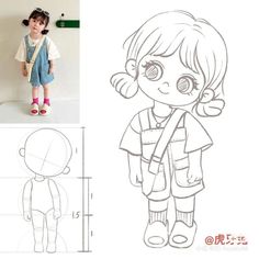 an image of a child's drawing and how to draw the character chibi