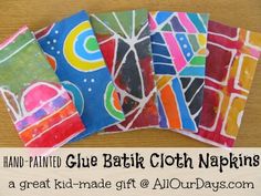 five hand painted cloth napkins with the words, give beth napkins on them