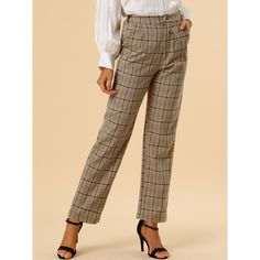 These pants are essential for dressing up or down. Lightweight fabric, covered in a plaid pattern, shapes these trendy trousers with a high-rise fit. How it is a bit high waist and how it gathers at the waist adding shape to the body. You may love everything about these trousers, from their regular fit to the elastic high-waist, which could double as a hiding mechanism for women with love handles. Style these trousers with a crop top and heels for the ultimate look. This fashionable and trendy c Plaid Pants Women, Trendy Trouser, Christmas Plaid, Pants Elastic Waist, Long Trousers, Plaid Pants, Casual Work, Work Office, Chic Woman