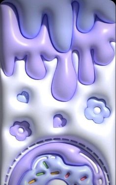 an image of the inside of a cell phone with purple and white paint on it