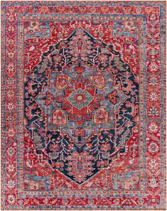 Langley Street Fleckenstein Oriental Dark Blue/Burgundy/Cream Area Rug & Reviews | Wayfair Synthetic Rugs, Updated Traditional, Surya Rugs, Cream Area Rug, Rug Direct, Bohemian Area Rugs, Red Area Rug, Red Rug, Red Rugs