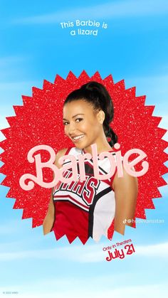 a woman in cheerleader uniform with the word barbie on it