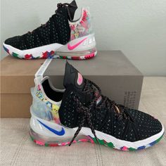 New In Box Lebron Xviii Shoes. Women’s 9/Mens 7.5. Never Got A Chance To Wear So Selling. Nike Lebron, Sneakers Addict, Shoes Nike, Shoes Women, Men's Nike, Pink Black, Nike Men, Nike Shoes, Athletic Shoes