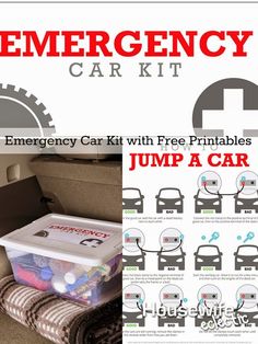 an emergency car kit with free printables and instructions for the jump a car