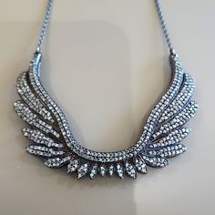 Neiman Marcus Angel Wings Patina Stirling Sliver Genuine Diamonds Necklace No Returns! New No Hang Tag Geraldina 100% Genuine Diamonds Diamond Tested Marked Sterling With Dark Rhodium Finish Handmade Sterling Size 20 Inch Drop Adjustable To 22 Size Enclosed Photo Worn By Megan Fox, Stevie Nicks, Machine Gun Kelly, Cher! Worn By Michele Lamy/ Rick Owens Wife! Geraldina Jewelry Are All The Rage! Collectable And Unavailable Absolutely Magnificent Necklace! Paid $2495 New!No Hang Tag Comes In Pouch Elegant Oxidized Finish Necklace For Party, Rick Owens Wife, Michele Lamy, Neiman Marcus Jewelry, Diamonds Necklace, Photo Necklace, Stevie Nicks, Megan Fox, Rick Owens