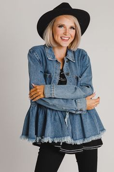 Banks Jacket, Blue :: NEW ARRIVALS :: The Blue Door Boutique Fitted Denim Jacket, Blue Door, Boutique Clothing, Banks, Cute Dresses, Fall Outfits, New Arrivals, Denim Jacket, Customer Service