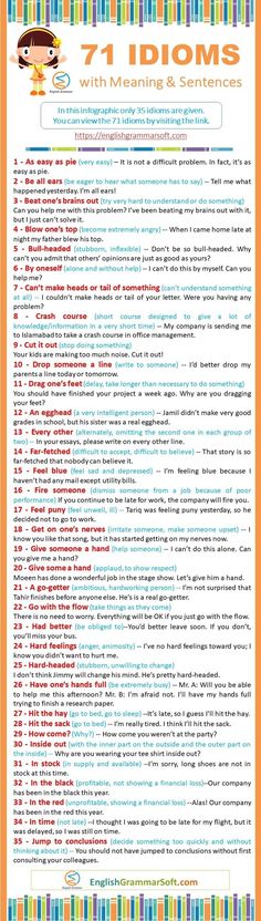 an orange and white poster with the words 7 idioms in different languages on it