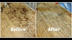 the before and after pictures show how wood flooring has been cleaned