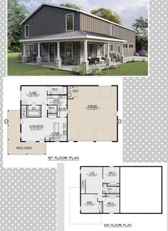 two story house plans with an open floor plan for the living room and kitchen area