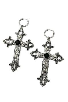 Gothic Aesthetic Silver Cross Earrings, goth aesthetic accessories, vintage earrings, large cross earrings, boogzel clothing Silver Goth Jewelry, Aesthetic Cross, Indie Accessories, Lords Of Chaos, Silver Cross Earrings, Accessories Y2k, 90's Aesthetic, Earrings Goth, Find Your Aesthetic