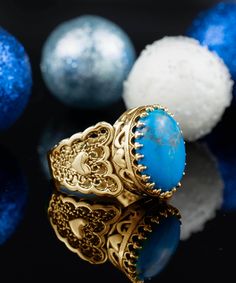 Add a pop of color to your jewelry collection with Filigranist's Gold Plated Sterling Silver Filigree Art Double Heart Detailed Turquoise Gemstone Women Statement Ring. Made from high-quality gold plated sterling silver, this ring features a stunning turquoise gemstone decoration that's sure to turn heads. The elegant filigree art design adds a touch of sophistication to any outfit, making it the perfect choice for any occasion. Express your unique sense of style and individuality with this eye- Turquoise Statement Ring, Bold Rings, Sterling Silver Filigree, Ring Crafts, Filigree Design, Outfit Making, Double Heart, Filigree Ring, Gold Collection