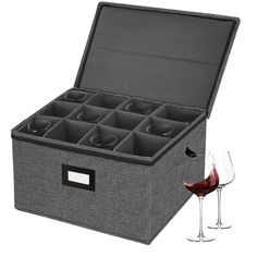 Stemware Storage Box - China Storage Containers Holds 12 Wine Glass or Crystal Glass Storage Containers, Red Wine Glasses, Crystal Glassware, Container Organization, Stemware