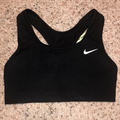 Nwt!!! Medium Support Racerback Sports Bra. Classic Style, Love It Just Wrong Size For Me! Racerback Top With Medium Support For Sports Events, Racerback Sports Bra For Workout Season, Fitted Sports Bra With Mesh Back For Sports Season, Sporty Racerback Sports Bra For Sports Events, Nike Stretch Sports Bra, Sporty Sports Bra For Sports Events, Nike Basic Activewear For Sports, Nike Sporty Activewear For Sports Events, Nike Racerback Tops For Sports Events