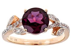 Pre-Owned 2.12ct round grape color garnet with .19ctw round white zircon 10k rose gold ring. Measures approximately 0.81"L X 0.32"W. .  This product may be a customer return, vendor sample, or on-air display and is not in its originally manufactured condition.  It may not be new.  In some instances, these items are repackaged by JTV. Yellow Gold Diamond Wedding Band, Emerald Engagement Ring Set, Morganite Engagement Ring Set, Gold Finger Rings, Pink Morganite Engagement Ring, Grape Color, Jewelry Television, Jtv Jewelry, Pink Morganite