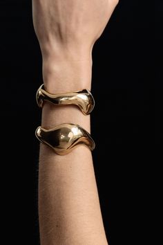 Set includes 1 Lara Cuff + 1 Claudia Cuff in Sterling Silver or 18k Gold Vermeil, also available separately. Handmade in NYC. Schiaparelli Jewelry, Joe And The Juice, Sculptural Jewelry, Wide Cuff, Pearl Gemstone, Silver Cuff Bracelet, Pearl Chain, Pearl Studs, Fall 2024