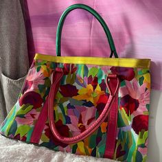 Missoni Vintage Handbag. This Is In Very Good But Used Condition. Colorful, Vibrant Floral Pattern. Multicolor Double Handle Bag With Detachable Strap, Vibrant Colorful Shoulder Bag For Everyday Use, Multicolor Tote Bag With Detachable Strap, Multicolor Bags With Detachable Strap For Errands, Colorful Travel Bags With Handles, Colorful Travel Satchel Tote, Multicolor Shoulder Bag With Detachable Strap For Errands, Colorful Travel Tote Satchel, Colorful Travel Bag