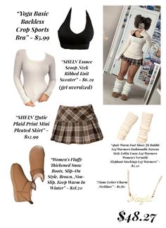 Simple Y2k Outfit, Simple Cute Outfits For School, Y2k Outfits Skirt, Y2k Skirt Outfit, Shein Inspired Outfits, Skirt Leg Warmers, Shein Clothes, Outfit Shein, Chain Gold Necklace