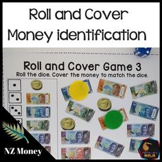 New Zealand Money level 1: roll and cover game - montessorikiwi Nz Money, New Zealand Money, Money Roll, Game Money, Roll And Cover, Money Activities, Partner Games, Roll The Dice, Montessori Classroom