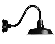 a black wall light on a white background