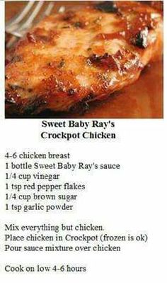 the recipe for sweet baby ray's crockpot chicken