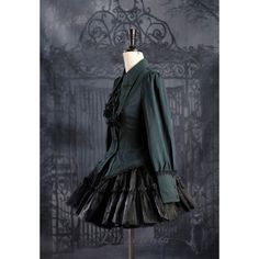 A gothic blouse that looks like a noble lady from medieval Europe. Her collar has a cross sword embroidered on it, the back is laced, and the chest is decorated with a statement frill. She is a mysterious young lady with a gorgeous aura. 
 
 

 

 
 
 
 Size 
 
 XS size 
 
 Length: 63cm 
 Bust: 84cm 
 Waist: 72cm 
 Sleeve length: 62cm 
 
 S size 
 
 Length: 64cm 
 Bust: 88cm 
 Waist: 76cm 
 Sleeve length: 62cm 
 
 M size 
 
 Length: 65cm 
 Bust: 92cm 
 Waist: 80cm 
 Sleeve length: 62.5cm 
 
 L s Long Sleeve Victorian Dress For Larp, Gothic Long Sleeve Victorian Dress For Cosplay, Gothic Victorian Long Sleeve Dress For Cosplay, Gothic Victorian Dress For Cosplay With Long Sleeves, Gothic Victorian Dress For Cosplay, Gothic Victorian Long Sleeve Dress For Costume Party, Gothic Victorian Dress For Costume Party, Fitted Long Sleeve Victorian Dress For Fantasy Events, Gothic Victorian Dress With Ruffles And Long Sleeves