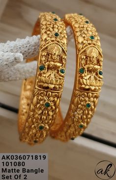 Kankanam Bangles Gold For Women, Temple Design Bangles, Gold Bangle Set Bridal, Bangals Design In Gold Antique, Kankanam Bangles Gold, Temple Bangles Gold Jewellery, Bangles Design In Gold, Antique Bangles Indian Gold, Temple Jewellery Bangles