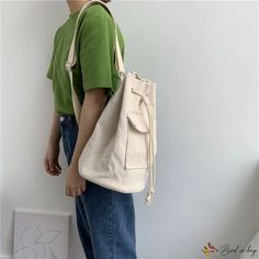 Bird in Bag - Bag female new fashion single shoulder cross bag large capacity canvas bucket bag tide Canvas Bucket Bag, Canvas Backpack Men, Holiday Canvas, Backpack Decoration, Bag Icon, Unique Canvas, Cross Bag, Word Wrap, Canvas Backpack