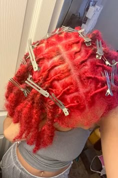 locs!! Pink Natural Locs, Red Locs Hairstyles, Short Fluffy Locs, Magenta Locs, Locs 2 Strand Twist, Red Locs Black Women, Colors For Locs, Color Locs, Red Locs