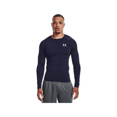 Perfect for running or working out, the Under Armour HeatGear Long-Sleeve Compression Shirt for Men feels cool, dry, and light against your skin to keep you more comfortable than you ever thought possible. Equipped with HeatGear fabric, this men's athletic shirt feels great, and its moisture-wicking, quick-drying properties keep you cool and dry during hard-hitting training sessions. Mesh panels at the back and underarms deliver strategic airflow while you move. Hybrid raglan sleeves add unrestr Anti-odor Crew Neck Sports Activewear, Athleisure Long Sleeve Activewear For Sports Events, Long Sleeve Athleisure Activewear For Sports Events, Sporty Compression Moisture-wicking Rash Guard, Sporty Long Sleeve Breathable Rash Guard, Casual Moisture-wicking Rash Guard For Sports, Long Sleeve Moisture-wicking Rash Guard For Sports, Functional Moisture-wicking Crew Neck Rash Guard, Functional Anti-odor Sports Tops