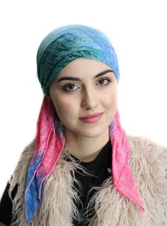 Girlfriend gift for weekends, vacations, beachwear and chillin. Cotton candy design by Uptown Girl Headwear brand. NO TWO SCARVES ARE EXACTLY THE SAME. The pink green and blue pattern are placed uniquely on each scarf. ❤️ For sensitive head. Very lightweight soft stretchy t shirt fabric hair cover for girls and women. ❤️ Uptown Girl Headwear brand Head covering ❤️The Happy Snappy Colored Wrap that helps conceal hair and head ❤️Jersey Knit stretchy head scarf ❤️Fits head size circumference 21-24 Trendy One Size Headscarf For Beach, Blue Summer Scarves For Vacation, One Size Multicolor Casual Headwrap, One Size Summer Beach Headscarf, Casual Multicolor One-size Headwrap, Cotton Headscarf For Summer Beach, Summer Cotton Headscarf For Beach, Adjustable Casual Headscarf For Beach, Pink Headband Headscarf For The Beach