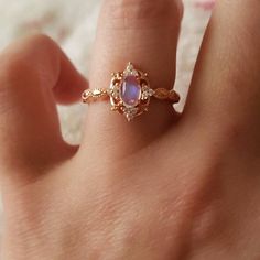 Vintage Moonstone Ring Natural Moonstone 14K Rose Gold | Etsy Rose Gold Moonstone Halo Promise Ring, Rose Gold Moonstone Open Ring For Anniversary, Rose Gold 14k Moonstone Promise Ring, Rose Gold Moonstone Wedding Ring With Birthstone, Elegant Rose Gold Crystal Ring With Birthstone, Elegant Rose Gold Crystal Birthstone Ring, Rose Gold Moonstone Ring For Promise, Rose Gold Moonstone Promise Ring, Elegant Rose Gold Moonstone Promise Ring