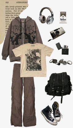 Spooky Outfits Aesthetic Grunge, Brown Grunge Aesthetic Outfits, Subtle Grunge Outfit, Skatercore Outfits, Cozy Male Outfit, Grunge Band Outfits, 90s Skater Fashion Grunge, 90s Grunge Outfits 1990s, Real Grunge Outfits