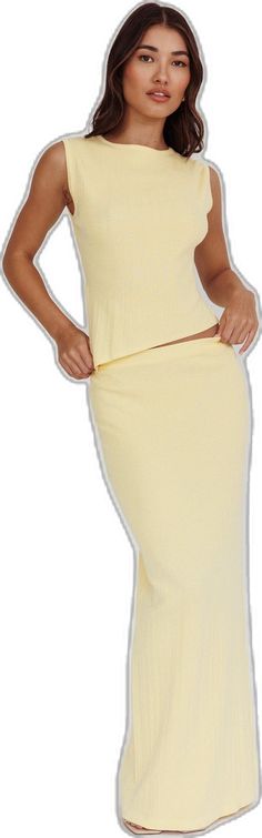 Rossana Ribbed Maxi Skirt Butter by Selfie Leslie Casual Party Maxi Skirt With Elastic Waistband, Casual Maxi Skirt For Party With Elastic Waistband, Solid Ribbed Bottoms For Summer, Solid Color Midi Skirt For Brunch, Solid Midi Skirt For Brunch, Chic Spring Maxi Skirt For Loungewear, Chic Ribbed Skirt For Loungewear, Fitted Solid Color Maxi Skirt For Spring, Solid Ribbed Bottoms For Night Out