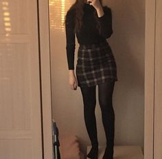 Werewolf Family, Academia Outfits, Fits Aesthetic, The Perfect Girl, Tights Outfit, Womens Tights, Feminine Outfit, Edgy Outfits, Black Tights