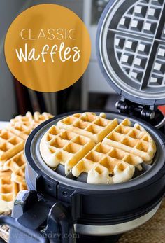 some waffles that are sitting on a table with the words make waffles over them