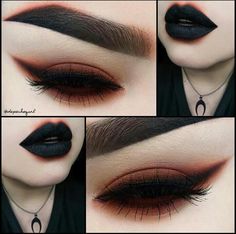 I like the orange on them but I would probably use purple or another color instead Extreme Make-up, Drag Make-up, Makijaż Smokey Eye, Goth Makeup, Dark Makeup