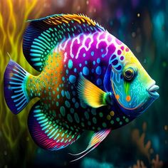 a colorful fish swimming in an aquarium