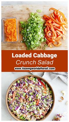 loaded cabbage crunch salad with carrots and celery