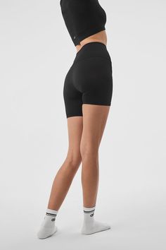 Meet the 5" Seamless Ribbed Favorite Short, here to take your biker-obsession to new heights and get all the likes on Insta. We’ve reworked our iconic high-rise biker in breathable Seamless fabric with on-point ribbing and a 5” inseam. Looks seriously amazing with our matching Seamless Ribbed Bra and a tucked-in oversized tee. Black Alo Yoga Activewear For Yoga, Sporty High Stretch Black Biker Shorts, Black Breathable Activewear By Alo Yoga, High Stretch Black Biker Shorts For Training, Black Alo Yoga Activewear For Gym, Stretch Black Biker Shorts For Training, Black High Stretch Biker Shorts For Training, Black Stretch Biker Shorts For Training, Black Athleisure Biker Shorts For Training