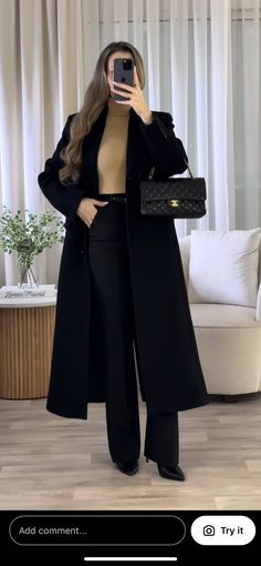 Anna Bey Winter Outfit, Long Fur Coat Outfit Classy, Formal Outfit Winter, Winter Outfit Formal, Winter Formal Outfits For Women, Short Coat Outfit, Winter Outfit For Women, Smart Casual Winter, Winter Style Inspiration