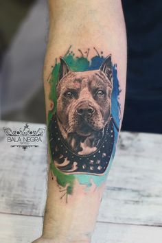 a dog with a bandana on his head is shown in this tattoo style photo