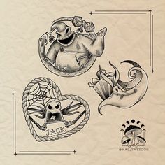 an old fashioned tattoo design with various symbols