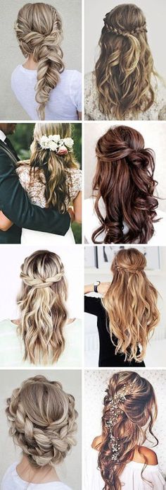 Tumblr bog for prom dresses and ideas New Braided Hairstyles, Pony Tails, Fishtail Braid, Long Hair Wedding Styles, Braids With Curls, Wedding Hair Inspiration, Wedding Hair Down, Wedding Hair Makeup, Bridal Hairstyles